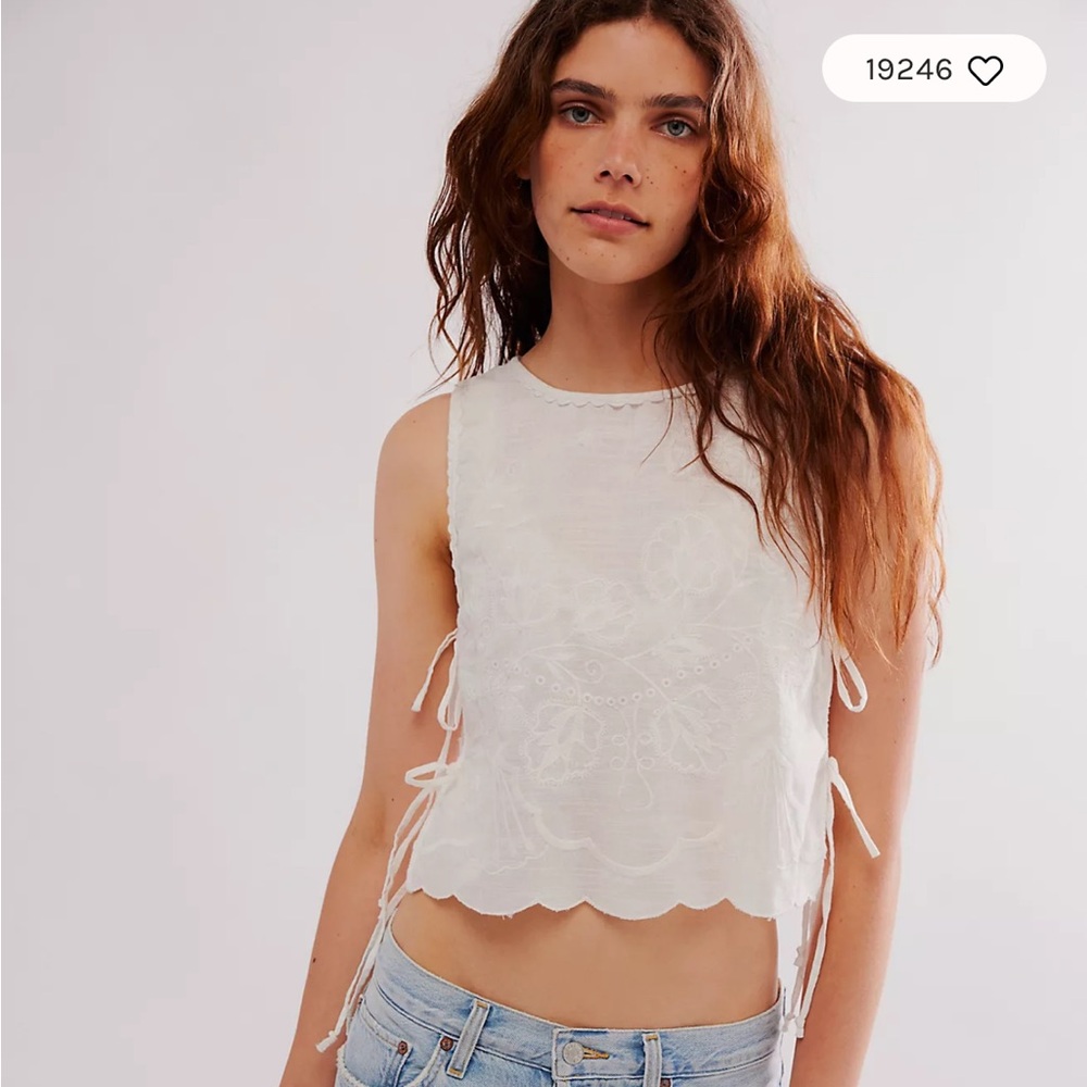 FREE PEOPLE Faded Gardens Tank, White
